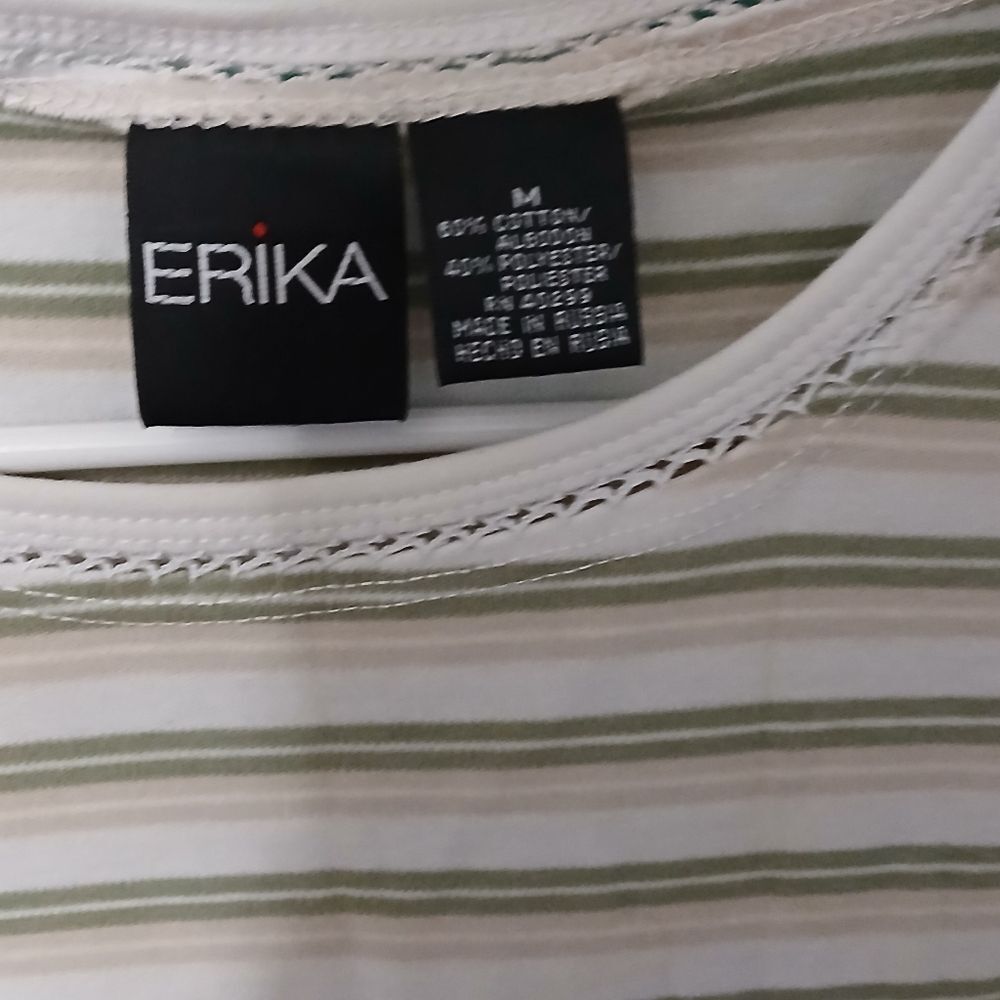 Erika Green and White Striped Tee - Medium - Picture 2 of 4